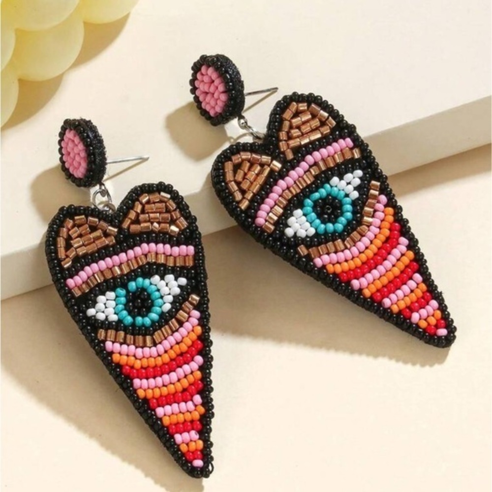 ✨NEW Boho Tribal Colorful Beaded Eye Earrings